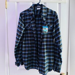 Plaid Blue and Black Men's Shirt Columbia